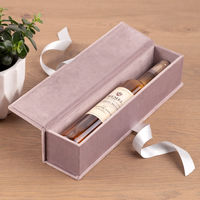 Boîtes cadeaux vides en velours noir de luxe avec logo en feuille d'or personnalisé, pour bouteilles de champagne, whisky, vin, emballage rigide en verre, boîte cadeau en daim