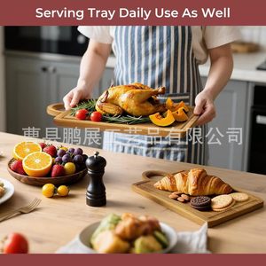 Tabla de cortar de madera maciza rectangular de 12 pulgadas multifuncional para uso doméstico en la cocina - Product Image 1