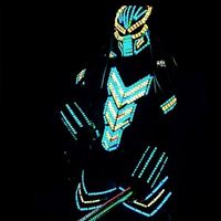Costume de robot LED coloré RGB, tenue de performance pour bar, DJ, costume de danse lumineux programmable, masque en matériau PU