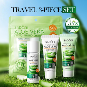 ชุดผลิตภัณฑ์บำรุงผิวหน้าและผิวกาย Sadoer Vegan Aloe Vera Witch Hazel ขนาดพกพา 20 มล. 20 กรัม ประกอบด้วยคลีนเซอร์ โลชั่น ครีม บำรุงผิวชุ่มชื้น ปลอบประโลมผิว สำหรับผิวแห้ง - Product Image 1