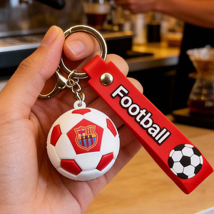 New Design Attractive Football Competition Rewards Wholesale Kids 3D Football Pvc <b>Keychain</b> Pendant Rubber Pvc Souvenir Carabiner - Product Image 1