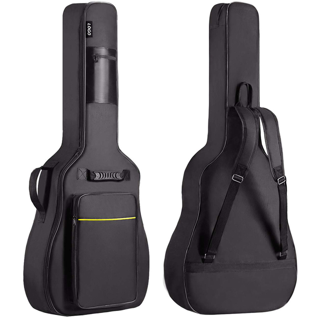 Custom 41 Inch Black Acoustic Guitar Bag Thick Padding Waterproof Guitar Case Gig Bag with Back Hanger Loop