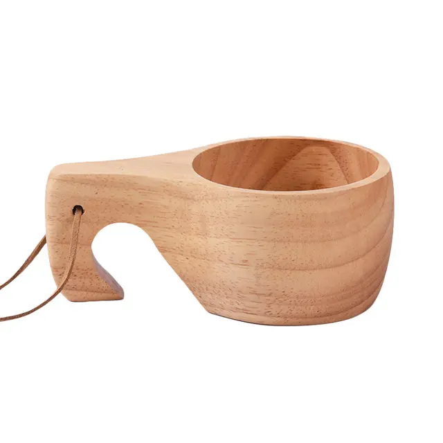 office Small Portable Water Rubber Solid Wooden Milk Coffee Turkish Egg Oak Mug Tea beer Cups Wooden Sake Shot Cup With Handle