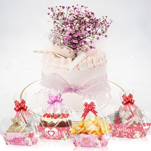 KZ095母亲节礼品纸纸板篮托盘，带丝带蝴蝶结，用于生日派对装饰的礼品包装