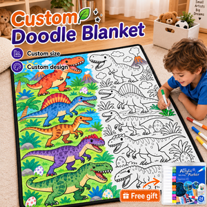 Manta de Colorear con Diseño de <span class=keywords><strong>Dinosaurios</strong></span>, Manta de Arte Prehistórico para Colorear con Marcadores, para Dormitorio, Sofá, Regalo DIY - Product Image 1