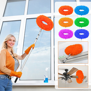 12ft 3.6 m Kính thiên văn mở rộng nhôm xoắn khóa cực Trần đầu quạt sợi nhỏ có thể tháo rời có thể giặt khăn lau bụi làm sạch Kit - Product Image 1