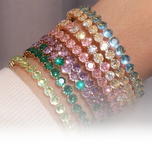Women's Stainless Steel 18K Gold Plated Fine Jewelry <b>Tennis</b> <b>Bracelet</b> Zircon CROWN Claw Setting Transparent Cubic <b>Fashionable</b> - Product Image 4
