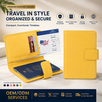 Portefeuille de voyage multifonctionnel portable anti-RFID avec bouton, personnalisable, en cuir PU multicolore, pour passeport