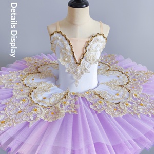Vestido de Ballet Profesional para Niñas, <span class=keywords><strong>Blanco</strong></span> y Morado, Bella Durmiente, Tutú de Ballet Cisne - Product Image 3