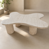Table en travertin de forme organique pour projets de meubles design