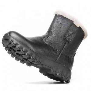 Botas de nieve de invierno para hombre, de cuero negro, forradas de piel, impermeables, antideslizantes, cálidas, de tacón bajo, talla 40 - Product Image 2