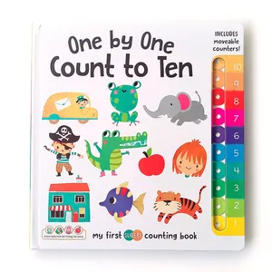 Children books custom printing baby moveable counters one by one count to ten counting book