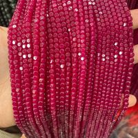 3/4mm Natürlicher Rubinroter Korund Quadratische Lose Perlen DIY Handgefertigtes Armband Halskette für Schmuckherstellung Zubehör Großhandel