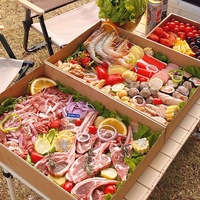 Boîtes d'emballage jetables en papier pour pique-nique et charcuterie, boîte bento anti-graisse pour gâteaux, sandwichs, sushis, poulet frit et frites