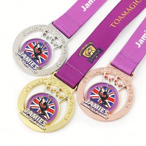Custom Made 3D Europe Marathon Medal Gold-Plated Blank Metal Sports Race Award <b>Trophies</b> <b>Engraved</b> Technique - Product Image 3