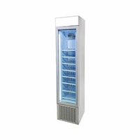 Congélateur vertical commercial 21-105L pour crème glacée, réfrigérateur compact et fin, éclairage LED, compresseur, refroidissement par air, affichage en marbre