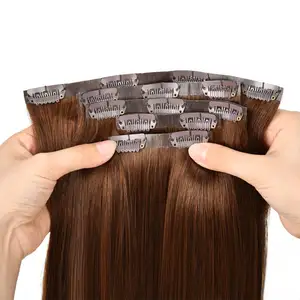 ISWEET Neues Design Großhandelspreis kopfhaut angepasstes Haar jungfräuliches PU nahtloses Clip-In-Haarverlängerungen 100 % menschliche Haarprodukte