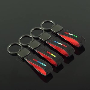 Wholesale Custom logo Black PU Leather Metal Genshin Car Key Chain Tassel Keychain Clip Leather Wrist Coil Car Keychain