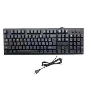 Clavier filaire USB d'ordinateur 108 touches, longueur du câble: 1.5m arabe simple/russe/français/espagnol