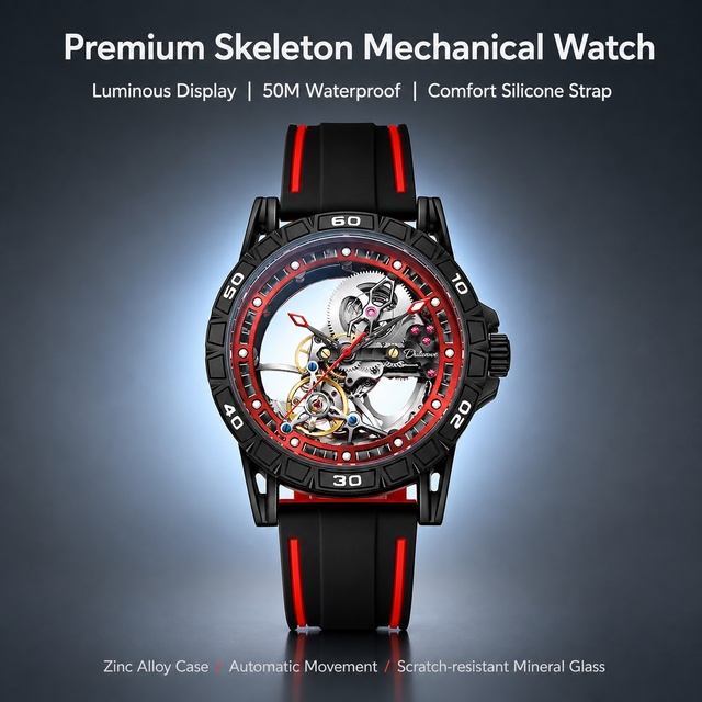 Fashion Men's Waterproof Watch Luxury Luminous Automatic Wrist Watch for Men Wholesale Mechanical Skeleton Watch in Low Price