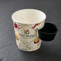 Gobelet en papier jetable à paroi simple, étanche, de qualité alimentaire, avec support pour sauce, pour dégustation, personnalisable avec logo, vente en gros, WALK 100ml 4 oz DIP 8 oz
