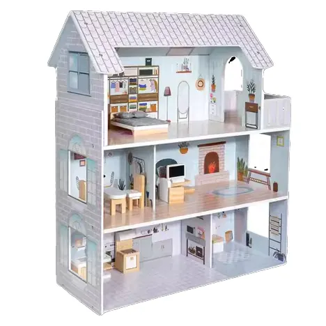 2023年売れ筋高品質木製ドールハウス新着家具おもちゃハウス28個入り子供用