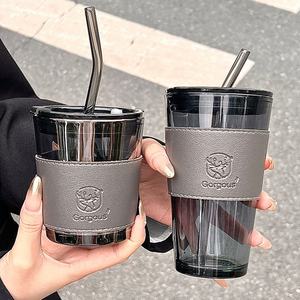 Tazza di vetro di alta qualità <span class=keywords><strong>con</strong></span> lettera estiva tazza di acqua di Design cervo di alta qualità <span class=keywords><strong>con</strong></span> paglia lavoro giorno alla moda per bere regalo prodotto per il benessere - Product Image 4