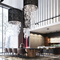Luminaire Suspendu Moderne pour Restaurant Lustre en Cristal de Luxe Led Noir