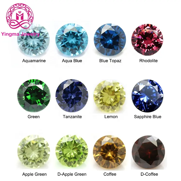 1mm-3mm high quality stones zirconia wholesale CZ loose stones round cut in special Multi-Color Cubic Zirconia Gemstone