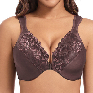 Ladymate ODM/OEM mujer encaje Floral Sexy Underwire cierre frontal sujetadores cobertura completa minimizador sujetadores de talla grande para mujer - Product Image 4