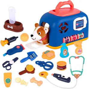 ITTL חשמלי ילדים דוקטור לשחק צעצוע לחיות מחמד טיפול צליל אור פלסטיק רופא מזוודה צעצוע