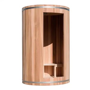 Barril de madera de cedro rojo vertical de diseño popular moderno, estufa de sauna eléctrica <span class=keywords><strong>para</strong></span> jardín al aire libre, capacidad <span class=keywords><strong>para</strong></span> 2 personas, calefacción de 6KW - Product Image 1