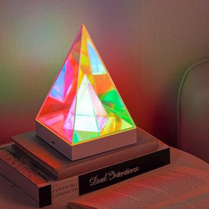 LED Pyramid Night Light Acrylic RGB Decorative Desk Lamp with Remote Control <b>Game</b> Room Bedroom Bedside Creative Decorative Light - Product Image 3