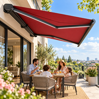 Auvent rétractable motorisé sur mesure à cassette intégrale, système de protection solaire à bras articulés en aluminium pour villa, patio, restaurant, terrasse