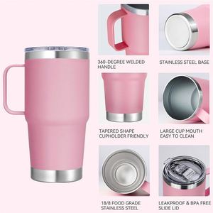 20Oz Stainless Steel Tumbler With Handle Spill Proof Sliding Lid Holiday Gift Sets Drop <b>Shipping</b> Available ASM26 - Product Image 2