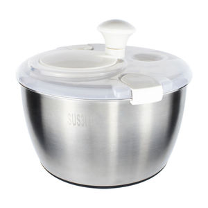 Essoreuse à salade compacte 12 tasses en acier inoxydable, à double engrenage, à commande manuelle, avec bol en Tritan sans BPA, base antidérapante et couvercle à ouverture rapide - Product Image 6