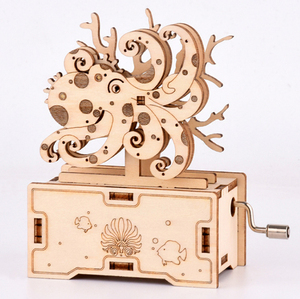 2024 nuovo arrivo puzzle 3D in <span class=keywords><strong>legno</strong></span> pesce palla a manovella Music Box assemblaggio giocattolo fai da te assemblato modello kit regalo - Product Image 2