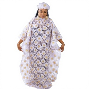 Conjunto de Vestido Abaya de Encaje para Mujer, Túnica Larga Holgada Estilo Africano Dubai con Vestido Interior y Capa Floral, para Oración y Uso Diario - Product Image 3