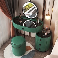 Table de toilette en bois NOVA Home Furniture, design moderne orange, avec miroir et tiroirs.