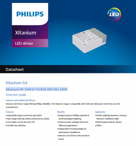 Controlador LED Xitanium HE 34W 0.7-0.85A 40V DS I 230V con interruptor DIP ajustable, fuente de alimentación aislada de corriente constante - Product Image 2