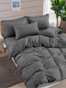 Durable Grey Stripe Bedding Set 100% Cotton Soft <b>Bed</b> Linen <b>Comfortable</b> Duvet Cover Set Modern Look - Product Image 3