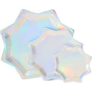 ¡Placas de fiesta holográficas modernas en forma de Octágono, diseño de Venta caliente en 3 tamaños! Para vajilla y decoraciones - Product Image 3