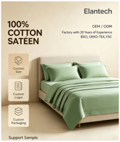 Parure de lit luxueuse en satin 100% coton 60S, draps en coton biologique