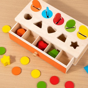 Caja de Monedas de Madera Montessori, Clasificador de Formas, Juguete de Combinación de Colores, Juego de Aprendizaje de Reconocimiento Geométrico, Regalo Educativo Temprano para Niños - Product Image 2