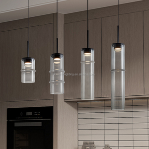 <span class=keywords><strong>Lustre</strong></span> suspendu en fer pour hôtel ou chambre Installation facile Petite taille Moderne Design nordique Verre Bambou Forêt Pendentif - Product Image 3