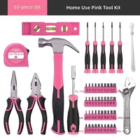 Juego de Herramientas Combinadas de Acero al Carbono Rosa para Mujer, 63 Piezas, Marca Xi Meng, Llaves, Destornilladores, Herramientas de Reparación para el Hogar