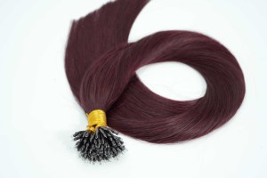 Nano Tip Hair <b>Extensions</b> Invisible Nano Ring Hair <b>Extensions</b> Burgundy #99J Straight Micro <b>Bead</b> Nano Ring Tip Hair <b>Extensions</b> - Product Image 5