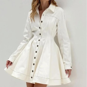 Vestidos Casuales de Lino al por Mayor para Mujer, Vestidos Elegantes Personalizados con Botones y Manga Larga - Product Image 1