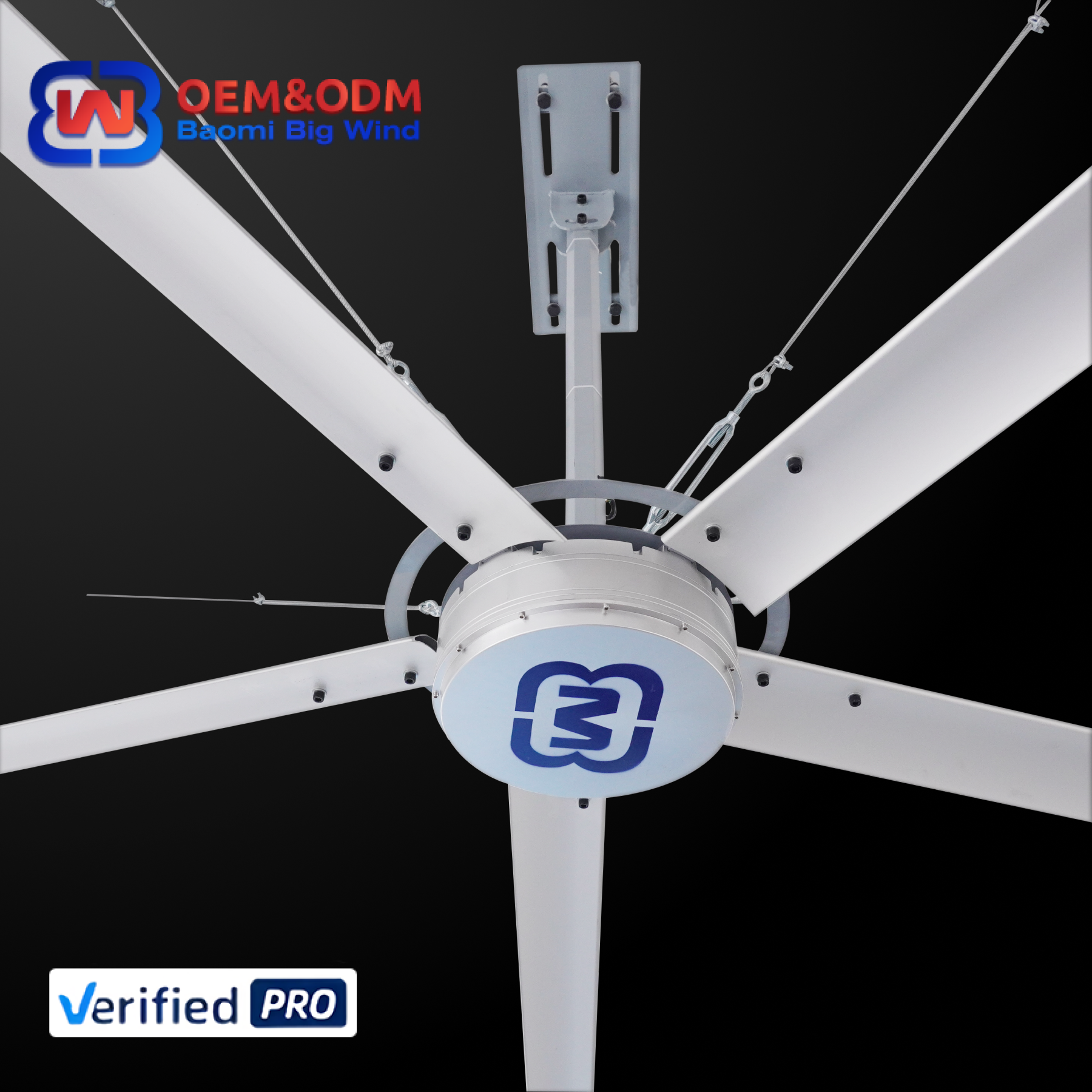 BBW 2025 OEM 8 футов/10 футов/16 футов/20/24 футов большой объем вентиляционных вентиляторов HVLS воздушный поток на заказ сверхмощный потолочный промышленный вентилятор