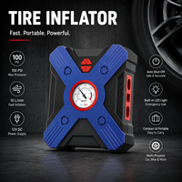 12V Tire Inflator with Vacuum Cleaner Analog Pressure Gauge for Car